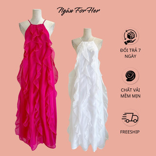 Muse maxi- đầm maxi đi biển yếm bèo tầng, đầm yếm tầng hở lưng