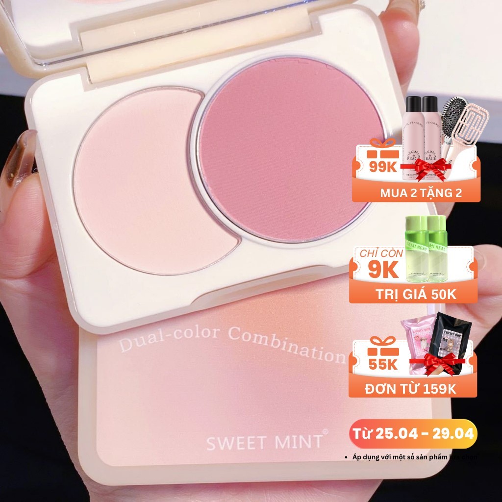 Phấn má 2 màu SWEET MINT Dual-color Combination Blush xinh xắn mịn mượt sweetmint SWMI18 SWMI37