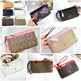 Ví Coach Double Zip chất da thật mềm dày bền