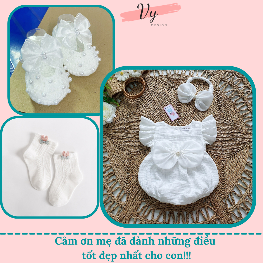 Body Bé Gái Sơ Sinh Xô Trắng. Bodysuit Cho Bé Thiết Kế Cao Cấp, Chất Mát, Đầm Đầy Tháng, Body Mùa Hè Bé Gái