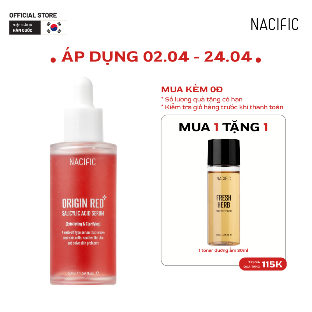 Tinh chất Peel da, tẩy tế bào chết dịu nhẹ Nacific Origin Red Salicylic Acid Serum 50ml