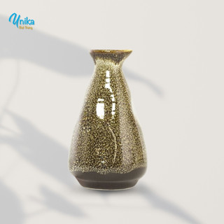 Bộ Bình Và Chén Rượu Sake Vuốt Men Gấm Vàng