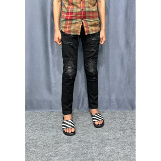  Quần jeans Đen vá da đennn vá may cho anh em  ẢNH THẬT  