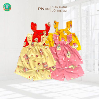 Bộ đồ bé gái áo hai dây cánh tiên và quần lưng thun lụa mềm nhiều màu dễ thương cho bé gái