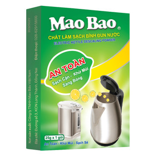 Chất làm sạch ấm đun nước, ấm siêu tốc, bình thủy điện sạch cặn, khử mùi, an toàn mao bao 25g x1 gói