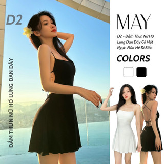 D2 - Đầm Thun Nữ Hở Lưng Đan Dây Có Mút Ngực Gợi Cảm Mùa Hè Đi Biển