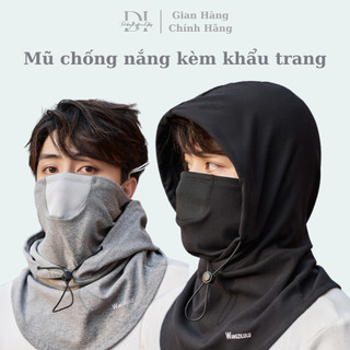 Mũ Trùm Đầu Chống Nắng Kèm Khẩu Trang Nam Nữ - Nón Che Nắng Chống Tia UV Có Dây Rút ( Freeship )