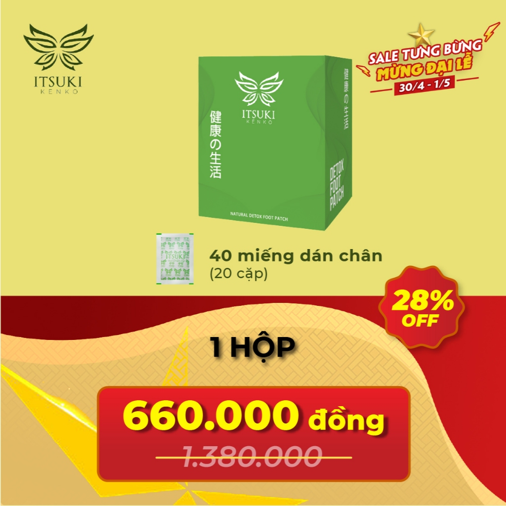 Chính hãng 100% - Miếng dán thải độc chân Itsuki Kenko - 40 miếng/1 hộp