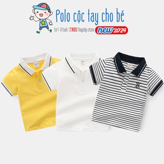 Áo Polo bé trai WELLKIDS áo có cổ cho bé màu trơn chất cotton mẫu mới