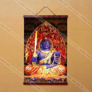 Tranh Bất Động Minh Vương nẹp gỗ 40x60cm bằng vải phủ bóng cao cấp dày dặn