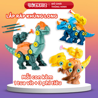 Đồ chơi lắp ráp trẻ em, các loại khủng long siêu thú đại chiến (Dài 20 cm) kèm tua vít và 3 phi tiêu cho bé trai