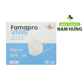 Thùng khẩu trang y tế Famapro VN95 4 lớp  màu trắng ( Thùng 50 Hộp x 10 cái )