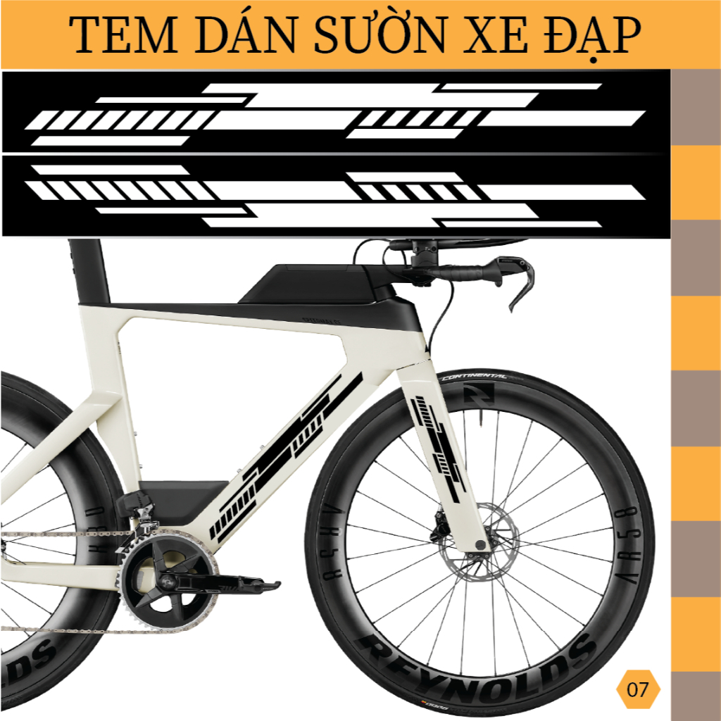 (1 Cặp) Tem Decal Dán Cho sườn Xe Đạp Các Loại Chất Liệu Bám Tốt, (ĐVT07)