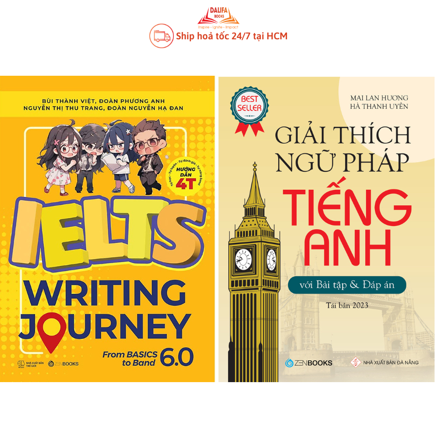Sách - Combo 2 cuốn Giải Thích Ngữ Pháp Tiếng Anh + IELTS Writting Journey From Basic to Band 6.0