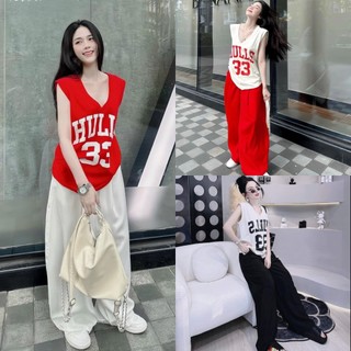 Set Bộ Nữ Áo Thun In Chữ Kèm Quần Dáng Dài Ống Rộng Năng Động Thể Thao