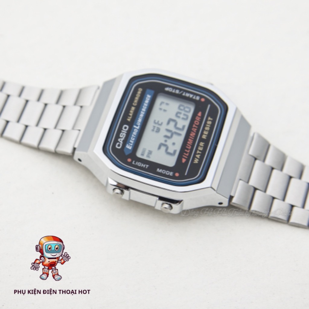 Đồng hồ nam Casio A168 thời trang cổ điển và lịch sự,đồng hồ casio điện tử chống nước, dây thép khôn