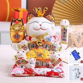Mèo thần tài, mèo may mắn neko maneki vẫy tay Chiêu tài, chiêu lộc kèm đệm (25-29-32cm-13inch)