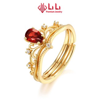 Nhẫn bạc nữ LiLi S925 đính đá Garnet cao cấp 2 tầng hình vương miện đẹp Niche  LILI_714325