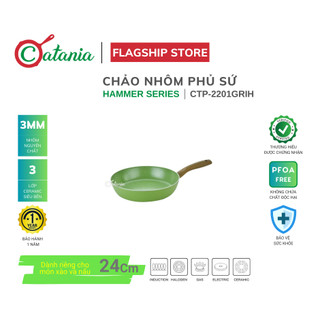 Chảo nhôm phủ sứ catania đáy từ 20cm ctp-2201grih