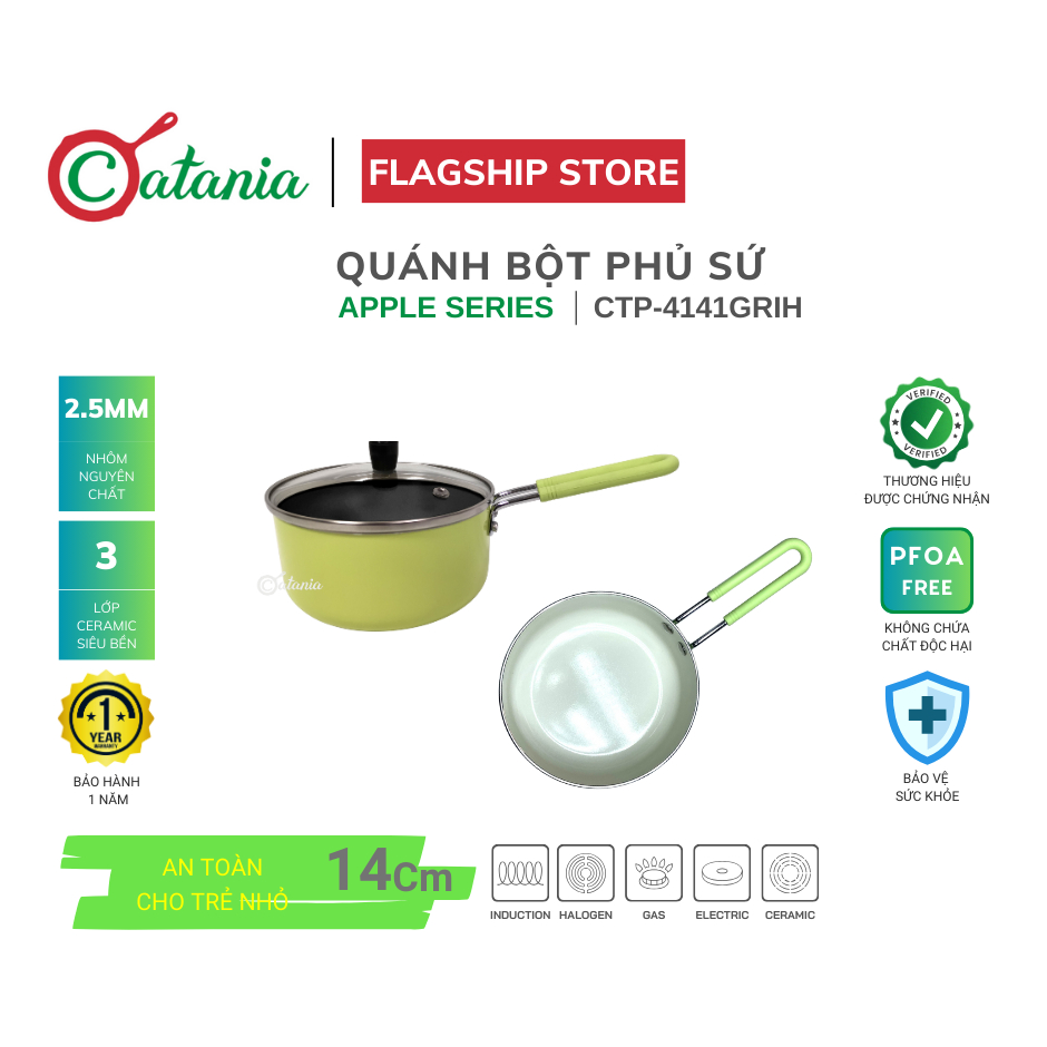 Quánh bột phủ sứ Catania 14cm CTP-4141GRIH