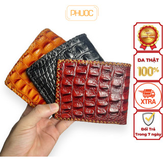   RẺ VÔ ĐỊCH  Ví Da Bò Thật DẬP Vân Cá Sấu Cao Cấp - Bóp Ví Nam 3 Màu Dày Dặn DV2 