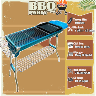 [QUÀ TẶNG] Bếp Nướng Than hoa Inox, Bếp Nướng BBQ ngoài trời, Lò Nướng Than Hoa vỉ nướng Inox 304 - Mẫu CH2