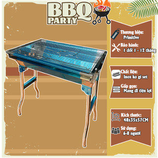 [Inox Dày Dặn] Bếp Nướng Than Hoa Inox Gấp gọn, Bếp Nướng Ngoài Trời - Phù hợp: Sân Vườn, Dã ngoại, Homstay, quán hàng
