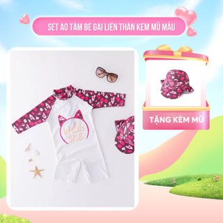 Set đồ bơi kèm mũ hình mèo đáng yêu