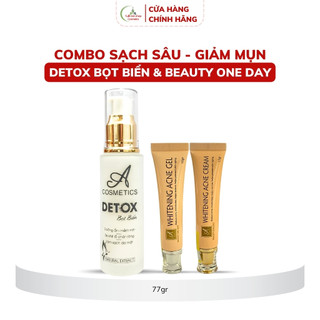 Combo giảm mụn, thải độc da, se khít lỗ chân lông Mềm acosmetics, kem giảm mụn siêu tốc độ, detox bọt biển 77g