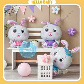 Bóng hình Thỏ Trắng đeo nơ đáng yêu trang trí sinh nhật cho bé (50x84cm)