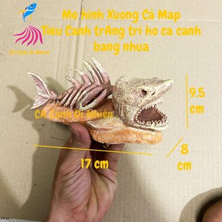 Mô hình xương cá mập có ĐẾ 17cm bằng nhựa nơi ẩn náu trang trí hồ cá cảnh