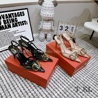 Sandal valen mica trong viền pha gót nhọn fullbox