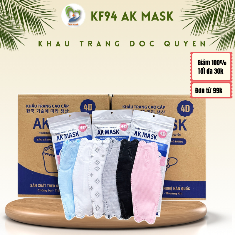 Thùng 300 Chiếc Khẩu Trang 4 Lớp KF94 AK Mask Khẩu Trang Phạm Thoại Túi Kháng Khuẩn, Nhiều Màu