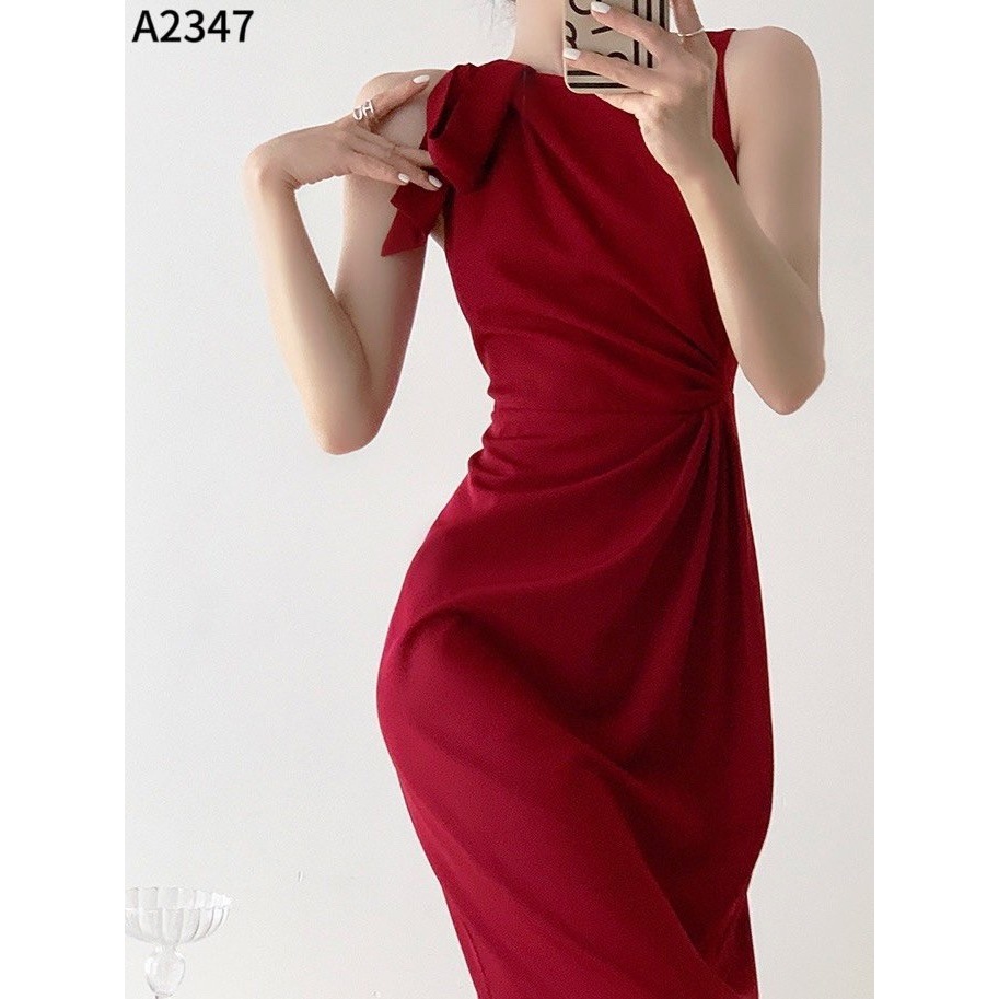 Đầm nơ vai rúm eo 3M
