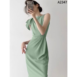 Đầm nơ vai rúm eo 3M