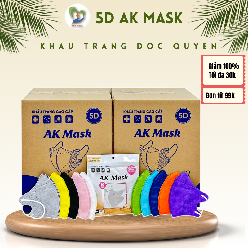 Khẩu Trang 5D AK Mask Túi Kháng Khuẩn 10 Cái - Nhiều Màu Form Dáng Hàn Quốc Chuẩn Khẩu Trang Phạm Thoại