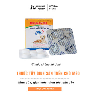 Thuốc tẩy giun sán trên chó mèo nhỏ Bio Rantel - 1 hộp 10 viên