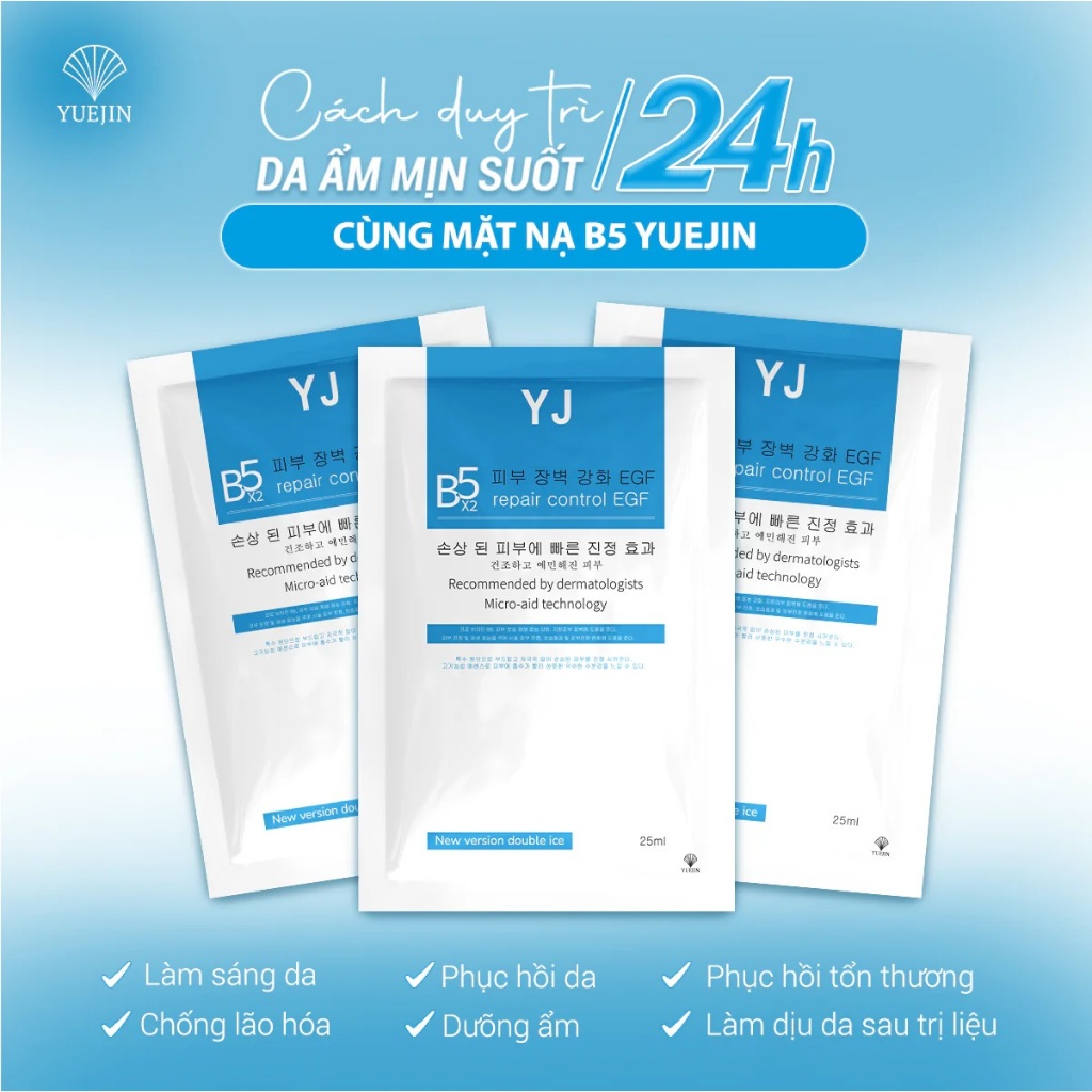 HÀNG CÔNG TY-Mặt nạ B5 Yuejin Repair Control EGF 24k Gold phục hồi, cấp ẩm, làm dịu da ngừa lão hóa, nếp nhăn - Hàn Quốc