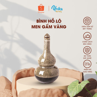 Bình Hô Lô Men Gấm Vàng - Bình Hồ Lô - Bầu rượu hồ lô - Gốm sứ cao cấp Bát Tràng