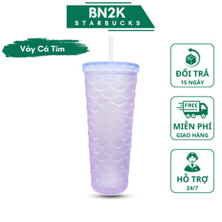 Ly Starbuck Vảy Cá 710ml/24Oz Nhựa 2 Lớp - BN2K