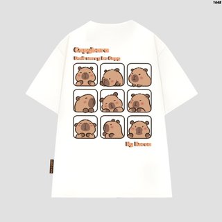 Áo thun unisex tay lỡ in hình Chuột Lang Capybara nhiều sắc thái cute ngộ nghĩnh Don't worry be Capy