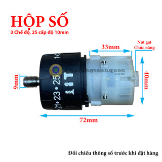 Hộp số chuyển chức năng máy khoan pin 21v, 26v, 36v, ..v.v makita, dewalt sử dụng motor 550 12 răng thẳng