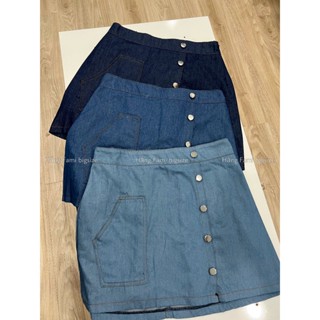 Chân váy chữ A chất Jean khuy dập bigsize (chất bò có phai) (size 60kg - 95kg) ( Cv49 ) [Hằng Fami Bigsize]