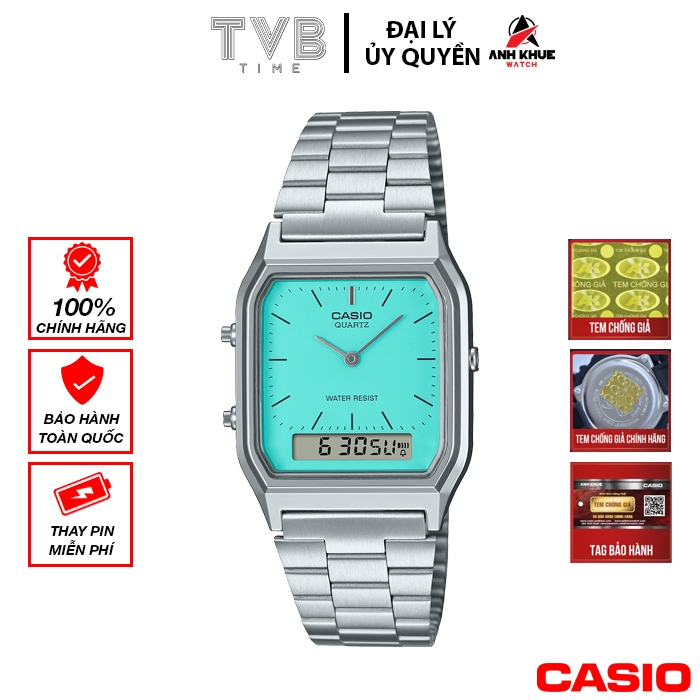 Đồng hồ unisex dây kim loại Casio chính hãng AQ-230A-2A2MQYDF (tay nam nhỏ và nữ)