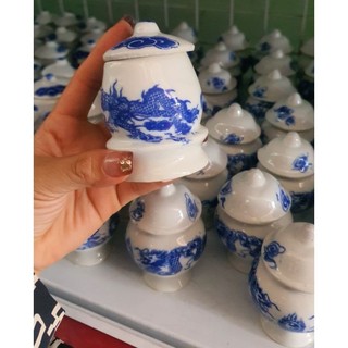 Ly chung đựng gạo,muối thờ cúng bằng gốm sứ