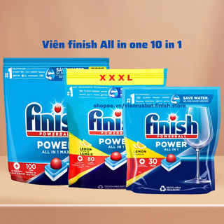 Viên rửa bát Finish All in 1 Max 100 viên 94 viên hương chanh [ Loại 10 trong 1 - hàng chính hãng ]