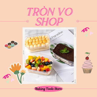 XY-092 Hộp bánh lạnh chữ nhật Hộp nhựa PET được sử dụng đựng các loại bánh như tiramisu, bánh kem [set/ 50c]