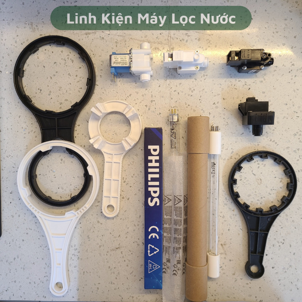 (Sale) Linh Kiện Máy Lọc Nước - Van Điện Từ, Van Áp Cao, Van Áp Thấp, Tay Vặn Cốc Lọc, Bóng Đèn UV