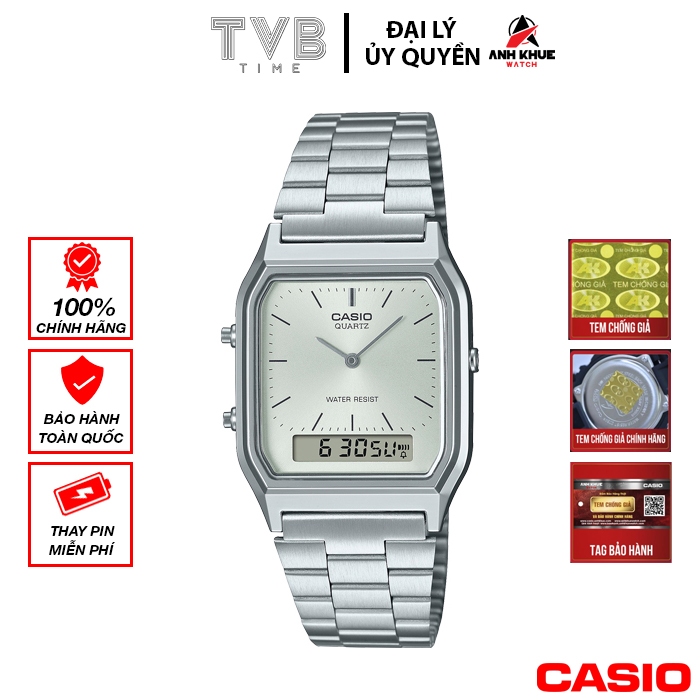 Đồng hồ unisex dây kim loại Casio chính hãng AQ-230A-7AMQYDF (tay nam nhỏ và nữ)
