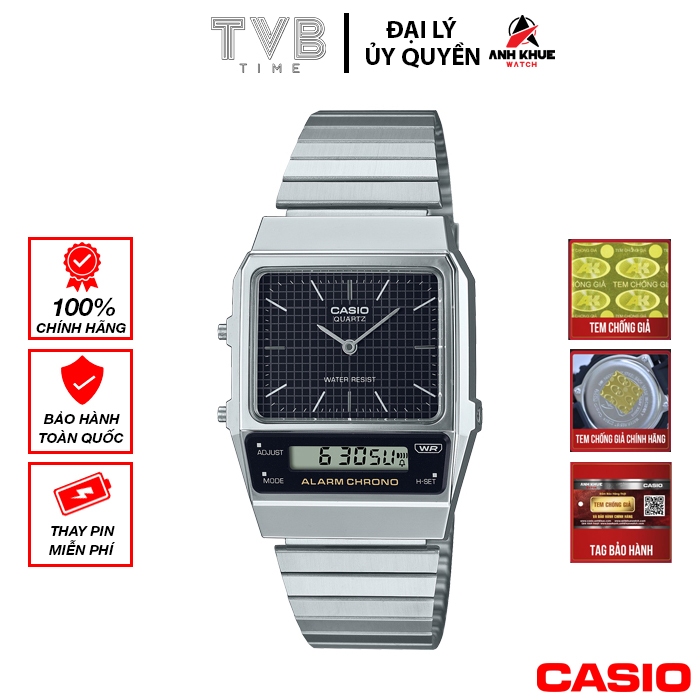 Đồng hồ nam dây kim loại Casio chính hãng AQ-800E-1ADF (tay nam nhỏ)